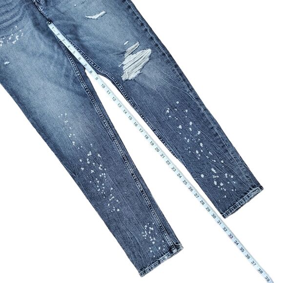 HUDSON Jeans Mens 31 Black ZACK SKINNY Straight Paint Splatter Distressed Casual - Picture 4 of 8